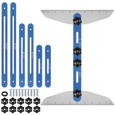 Herramienta de plantilla de banda de rodadura de escalera 9"-54" giratoria longitud ajustable para peldaños de escalera azul Foto 1 de 4
