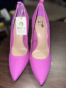 NEW Mix No.6 Fuchsia Pink Textured Heels Women Size 10 Stilettos - Picture 1 of 13