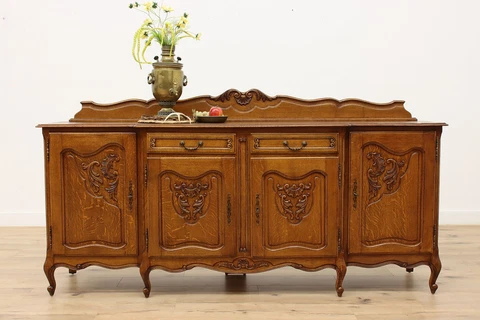 Country French Vintage Oak Buffet Bar, Sideboard, TV Console #46173 Cover