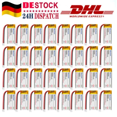 3,7V 1000mAh 1S 3C 102050 LiPo-Batterie mit JST-Stecker für Elektronikgeräte DE - Bild 1 von 4