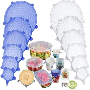12PCs Reusable Silicone Stretch Lids - Kitchen Food Storage Wraps Cover - Picture 1 of 1
