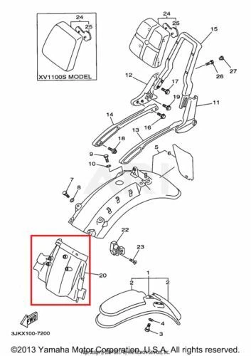 NEW OEM YAMAHA VIRAGO 1100 XV1100 XV REAR FENDER MUD SPLASH GUARD - Image 1 of 1