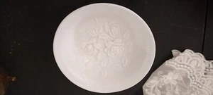 Vintage Ohio Imperial Footed Milk Glass Rose Pattern Bowl  - Picture 1 of 14