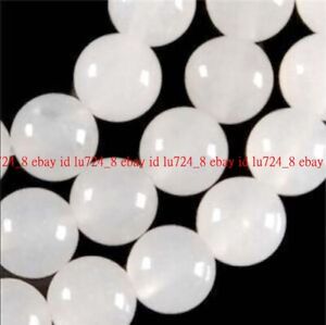 Genuine natural 8mm White Jade Gemstone Round Loose Beads 15"