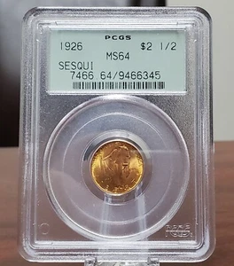 1926 $2.50 Sesquicentennial PCGS MS64 OGH Gold Commemorative Rare Coin STUNNING - Picture 1 of 4