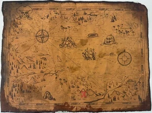 BIG Treasure Map Pirate Maps Aged Reproduction Replica Art Print CANVAS - Picture 1 of 5