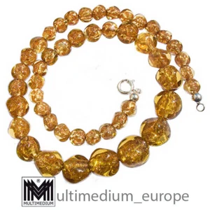 Seltene Barovier Toso Vtg Murano Glas Kette Halskette glass necklace Goldpuder - Imagen 1 de 3