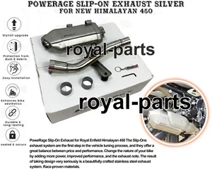 "POWERAGE SLIP-ON EXHAUST, SILVER" FIT FOR ROYAL ENFIELD NEW HIMALAYAN 450 - Picture 1 of 24