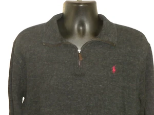 Polo Ralph Lauren Suéter Para Hombres L Gris Estate Costilla 1/4 Cremallera Pullover Logo de Poni - Imagen 1 de 14