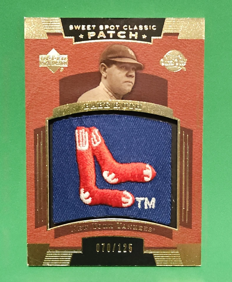 Tarjeta de parche de calcetines rojos Babe Ruth 2004 Upper Deck Sweet Spot (RARO) 70/125 Foto 1 de 4