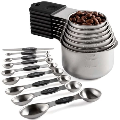 Magnetic Measuring Cups and Spoons Set Including 7 Stainless Steel Stackable ... - Image 1 of 4