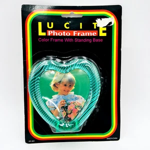 Vintage Acryl Plexiglas Herzform Rahmen Grün - Bild 1 von 1