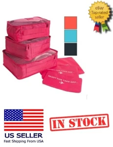 6 Piece Luggage Packing Cubes & Laundry Pouches For Travel and Storage - Picture 1 of 19
