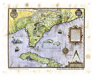 "Mapa mejorado de Lisa Middleton de Florida Floridae Americae Provinciae 1564" - Imagen 1 de 1