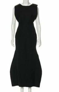 3K Auth New FENDI Black BALLOON Maxi DRESS Gown with Open BACK & Mesh INSERTS - Picture 1 of 3