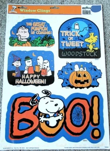 Snoopy Peanuts Gang Halloween Window Cling 12X17 Sheet Boo - Picture 1 of 1