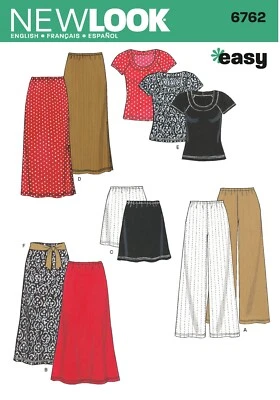 NEW LOOK SEWING PATTERN 6762 MISSES 6-24 EASY KNIT SEPARATES - TOPS SKIRTS PANTS - image 1 of 4