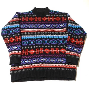 Vintage Marsh Landing Fair Isle Sweater Hand Knit Crewneck Size S Shetland Wool - Picture 1 of 7