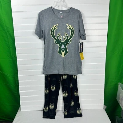 Conjunto de Pijama NBA Milwaukee Bucks Giannis Antetokounmpo #34 Meninos M(10) Verde Cinza - Imagem 1 de 4