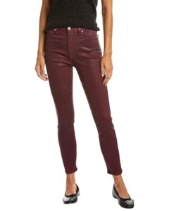 7 For All Mankind Women's High-Waist Ankle Skinny Faux Jeans, Coated Ruby RUS, - Picture 1 of 2