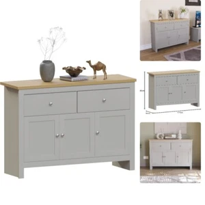 Arlington 2 Drawer 3 Door Sideboard, Engineered Wood, Grey & Oak, H 82 X W 11... - Picture 1 of 10