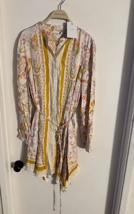 Women NWT "Ted Baker"yellow, ivory/multicolor,long sleeve, shirt dress. Size 4 - Picture 1 of 3