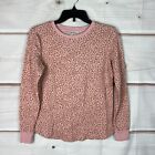Jockey Top Womens M Pink Leopard Thermal T-Shirt Crew Neck Long Sleeve Pullover