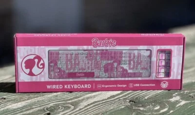 🔥NEW BARBIE Wired USB PC Computer Keyboard Ergonomic Design Full Size SEALED - Image 1 of 4