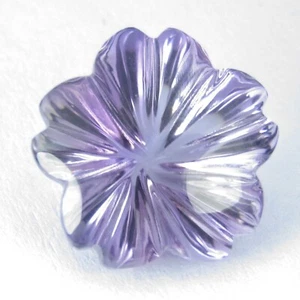 9.10Cts Genuine Natural Purple Amethyst 13.6mm Flower Carving Cut Gemstone-VDO - Picture 1 of 5