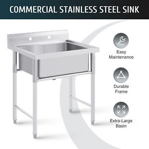 Stainless Steel Utility Sink with Durable Basin for Kitchen Laundry Room & More
