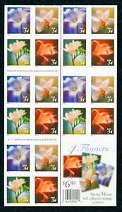 US Scott 3490e  FLOWERS 2 sided pane of 20 stamps  of 34c - Picture 1 of 1