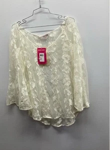 Guess Jeans Women's White Lace Top Sz L NWT - Picture 1 of 5