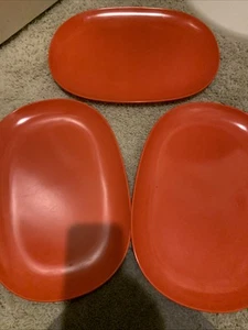 VTG Lot 3 Texas Ware Orange Platters 10 X 14” Kitchen Mid Century Modern Plate - Picture 1 of 9