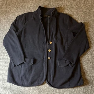 Vintage Ralph Lauren Polo Men’s Blazer Black Label 2XL Navy Blue Gold Knit - Picture 1 of 7