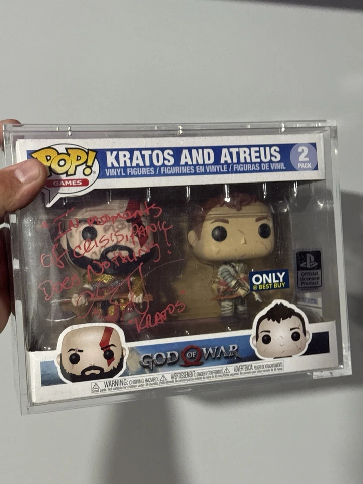 Funko Pop Dios de la Guerra Kratos y Atreus Pack de 2 Mejor Compra Firmado y Autenticado Foto 1 de 2