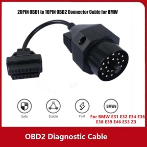 20Pin to OBDII 16Pin Diagnostic Cable Adapter Connector for BMW E36/E38/E39/Z3 - Picture 1 of 7