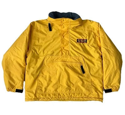 VTG USC Trojans Fleece Lined Snow Jacket 1/4 Zip Gear For Sports Hood Yellow S/M - Image 1 of 4