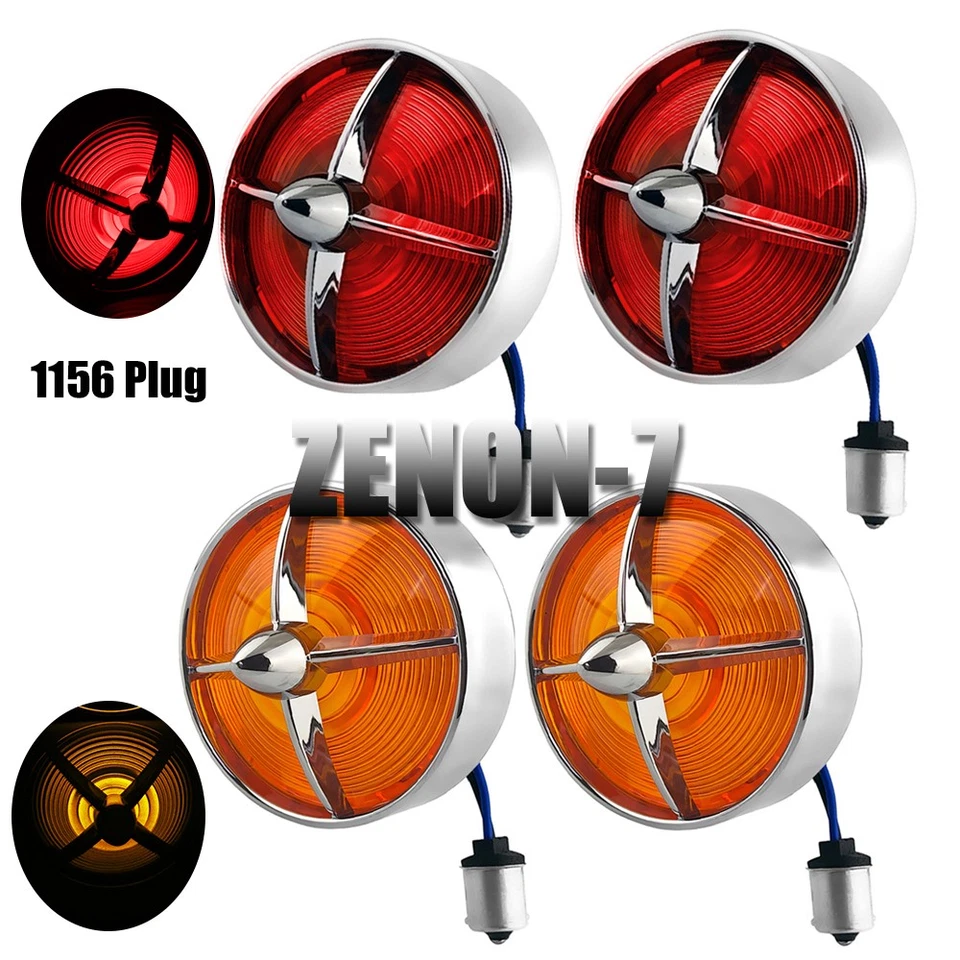 1156 Plug 3 1/4" LED Turn Signals Light Lens Cover Amber Red For Harley Electra  Foto 1 de 4