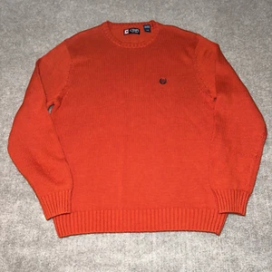 Chaps Ralph Lauren Cable Knit Fisherman Aran Sweater Men’s Large Orange Chunky - Picture 1 of 10