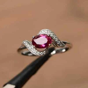 Ruby Ring Oval Cut July birthstone Engagement 925 Silver Holloween snake ring - Picture 1 of 4