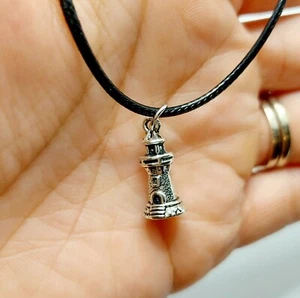 Lighthouse charm necklace- faux leather 18 inch cord- US seller - Bild 1 von 2