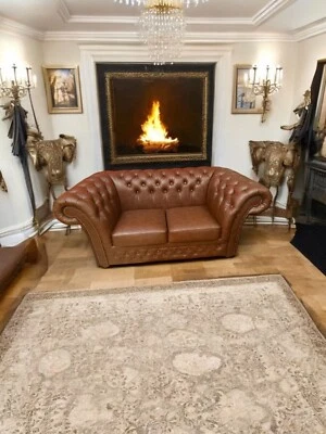 Chesterfield Victorian Antik Braun  Leder A1SP900   2 Sitz Sofa - Bild 1 von 4