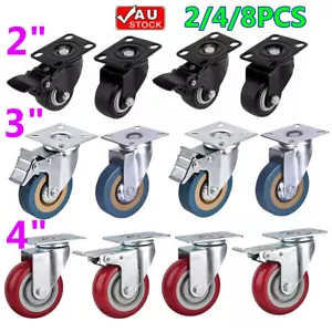 2" 3" 4" 50/100mm Furniture Castor Wheels Swivel Castors Brake Heavy Duty Caster - Picture 1 of 21