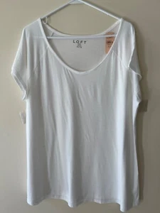 Loft Damen Übergröße weißes kurzärmliges T-Shirt 16/18 weiche Baumwollmischung NEU - Bild 1 von 6
