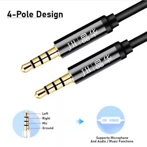 JINGHUA Original TRRS 3.5mm 4-Pole AUX Audio Line-in Cable M/M Extension Cord AU - Picture 1 of 12