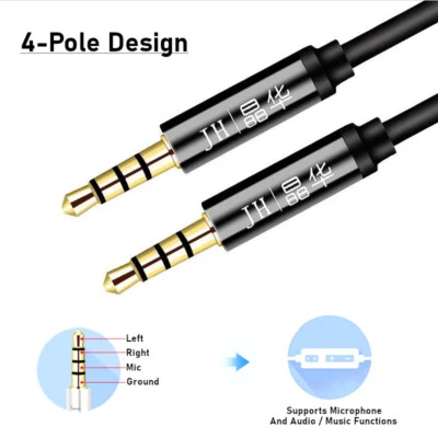 3.5mm AUX Cable 4-Pole TRRS Male to Male Stereo Audio Microphone Jack Line-in AU - Image 1 of 4