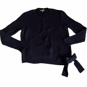 Madewell Side Tie Pullover Sweater Knit Top Ribbed Navy Blue Womens Size Medium - Picture 1 of 6