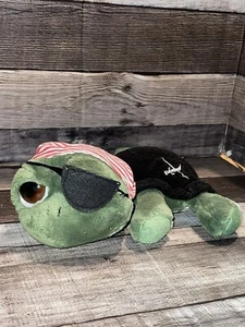 RUSS BERRIE SHECKY LA TORTUGA PIRATA OJOS GRANDES PARCHE OJO VERDE SUAVE 9" PELUCHE JUGUETE - Imagen 1 de 9