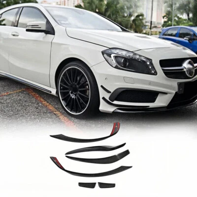 Carbon Fiber Front Bumper Lip Splitters Canard Fins For MB W176 A250 A45 - Image 1 of 4