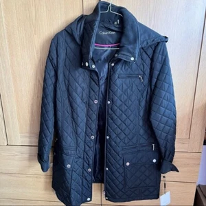 Brand New Calvin Klein Black Quilted Water Resistant Hooded Coat Jacket BNWT - Picture 1 of 13